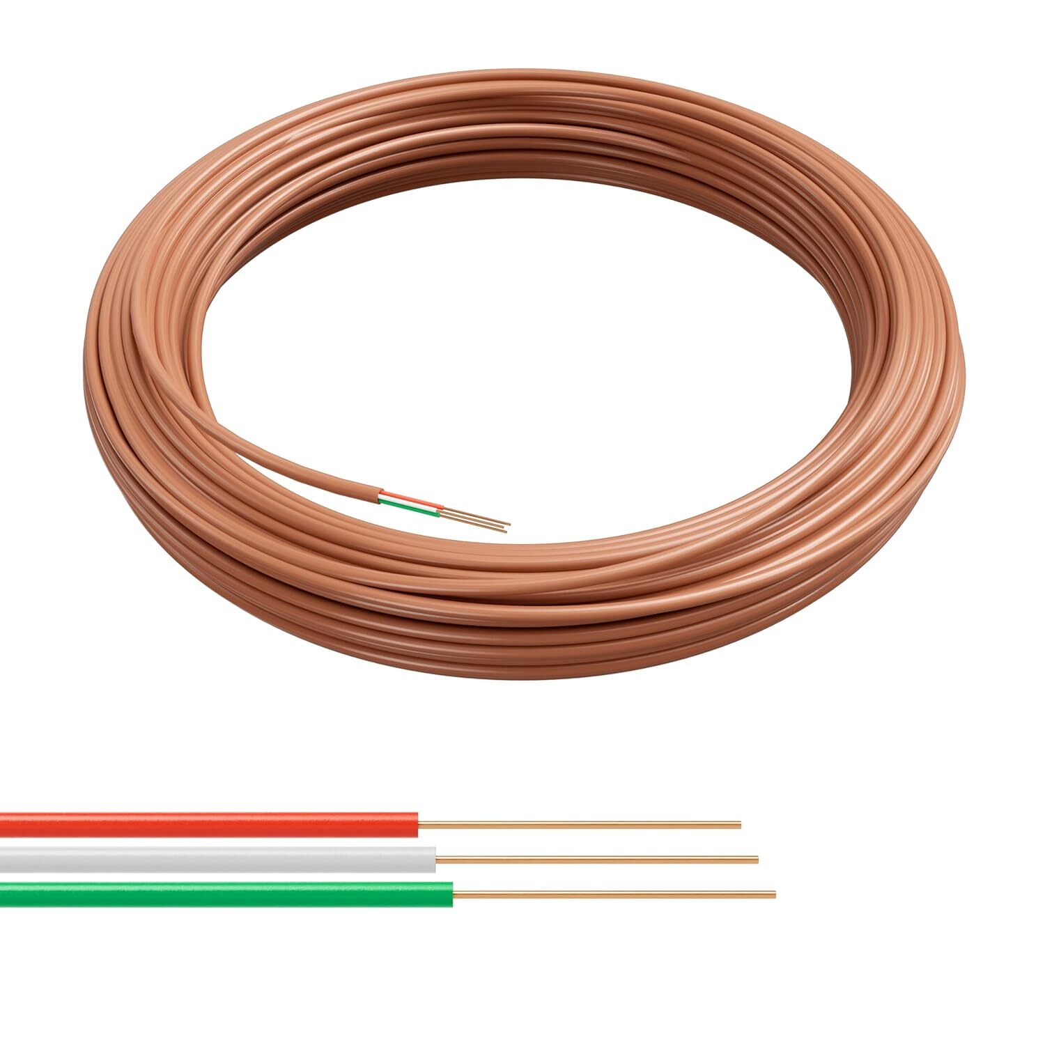 THE CIMPLE CO Thermostat Wire 18/3, 50 FT, Solid 50 Feet (15 Meter), Brown