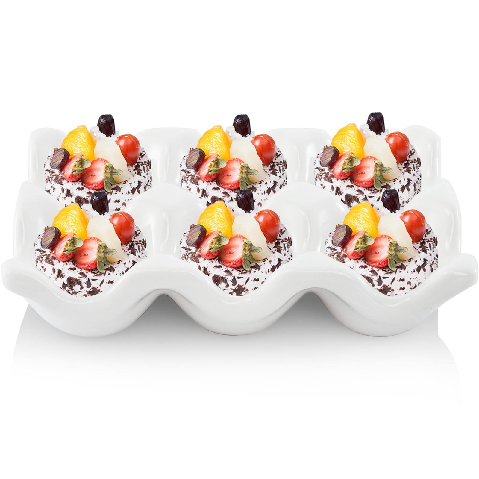 4 Pack Porcelain Egg Container, Ceramic Eggs Keeper Storage Organizer for Dis...