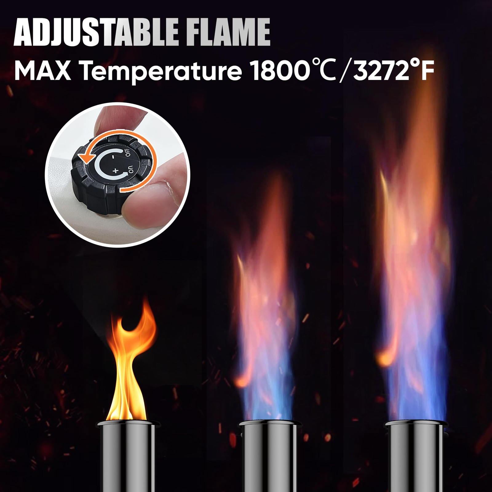 Propane Torch Gun, Adjustable Flame & Safety Lock, BBQ/Camping