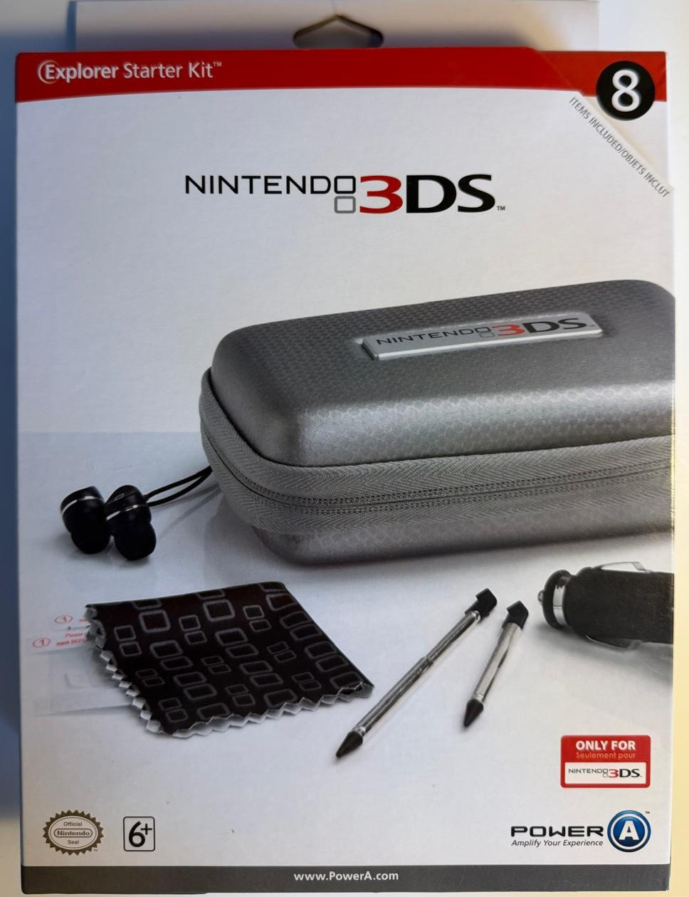 PowerA Nintendo 3DS Explorer Starter Kit Case, Ear Buds, Styluses, Car Adapter