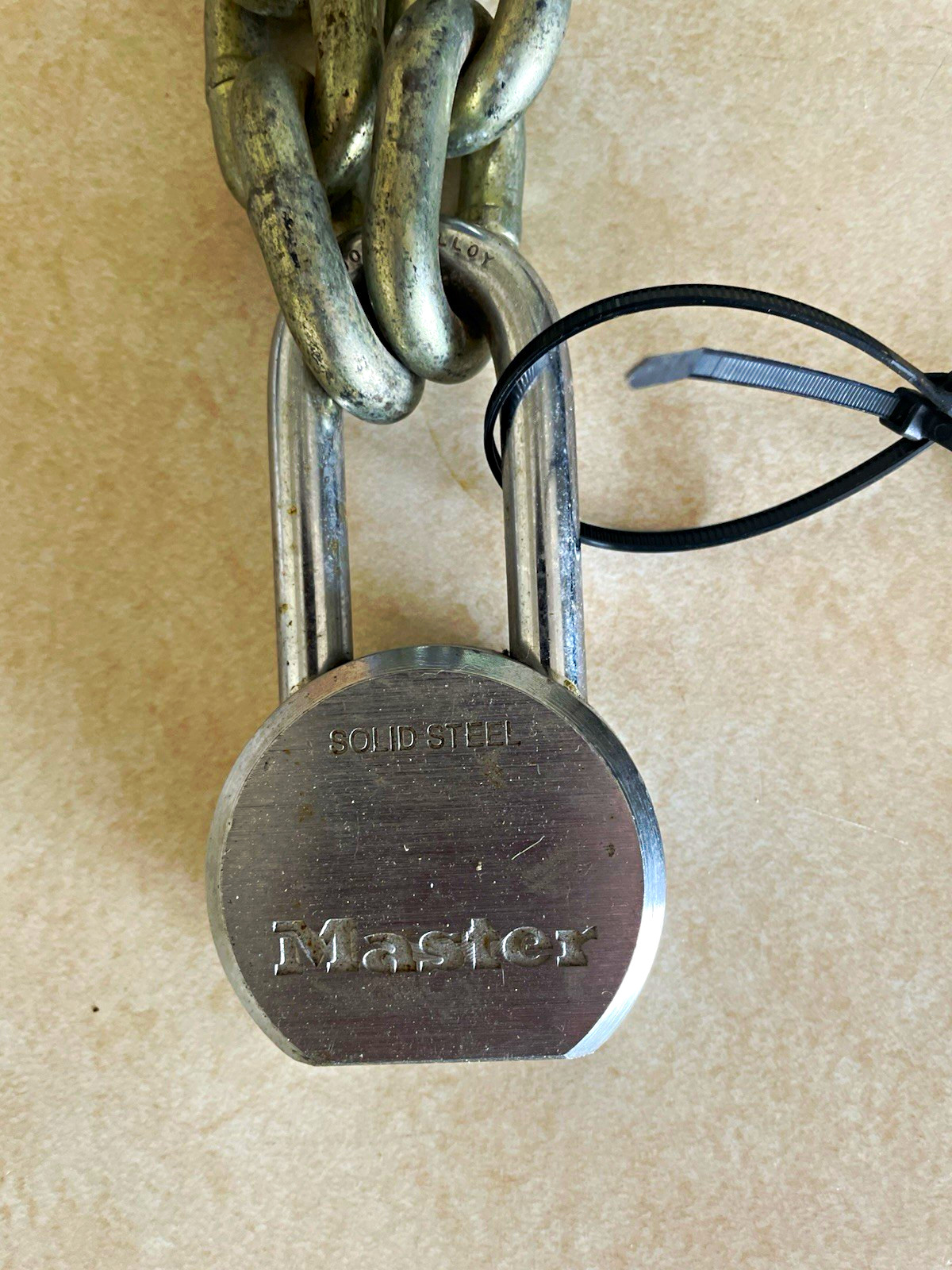 Master Steel Padlock Extended Shackle, Silver, Steel Body & Shackle, Keys