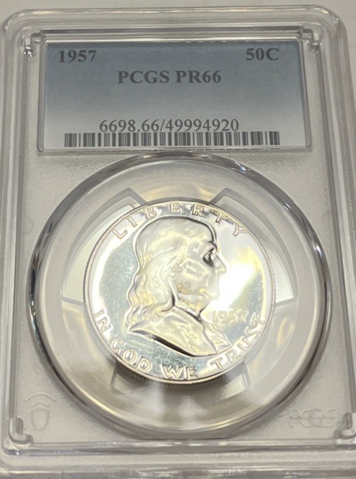 1957 Franklin Silver Half Dollar 50c PCGS Proof PR 66 Coin Beautiful fields!