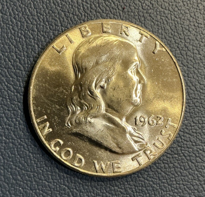 1962 50C Franklin Half Dollar - 90% Silver Half Dollar - Brilliant Uncirculated