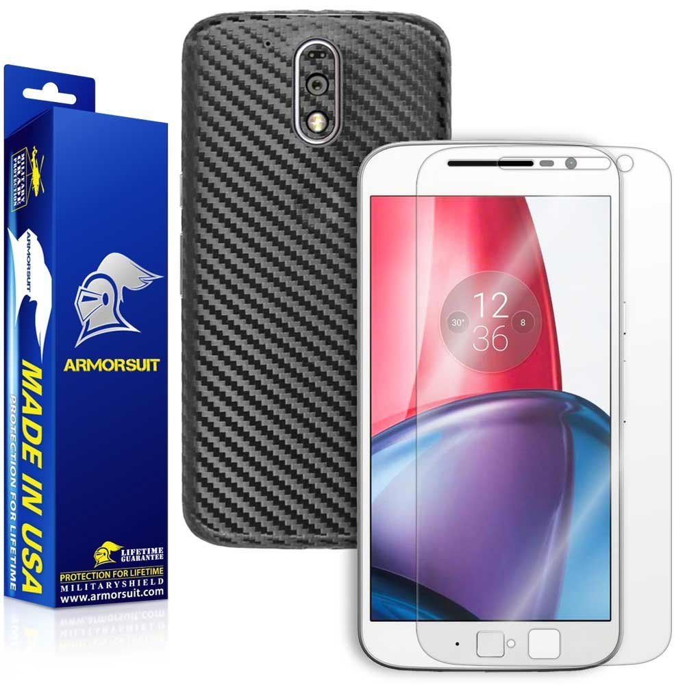 ArmorSuit Motorola Moto G4 Plus Screen Protector + Black Carbon Fiber Skin USA