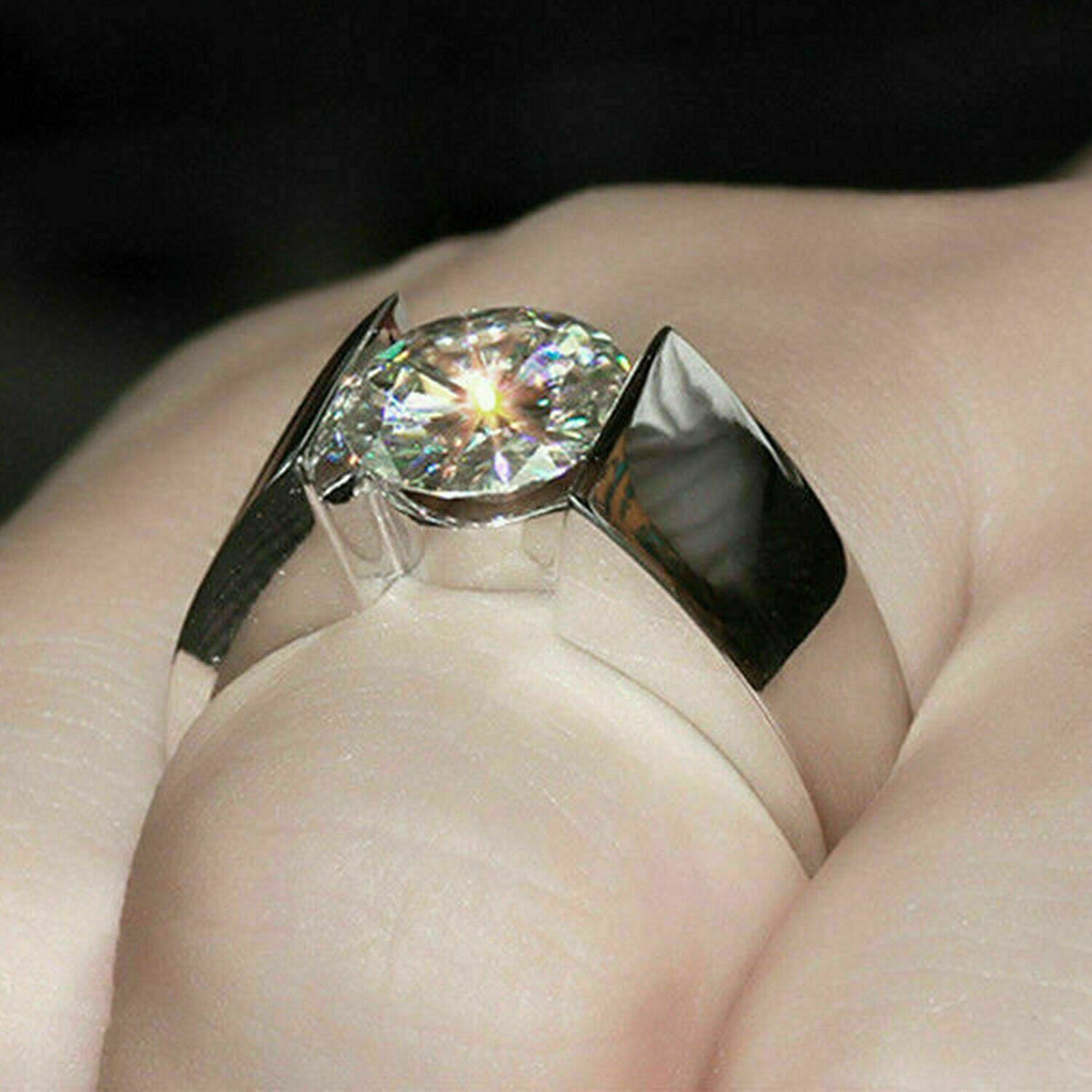 3.10 Ct Round Cut Lab-Created White Diamond Wedding Ring 925 Sterling Silver