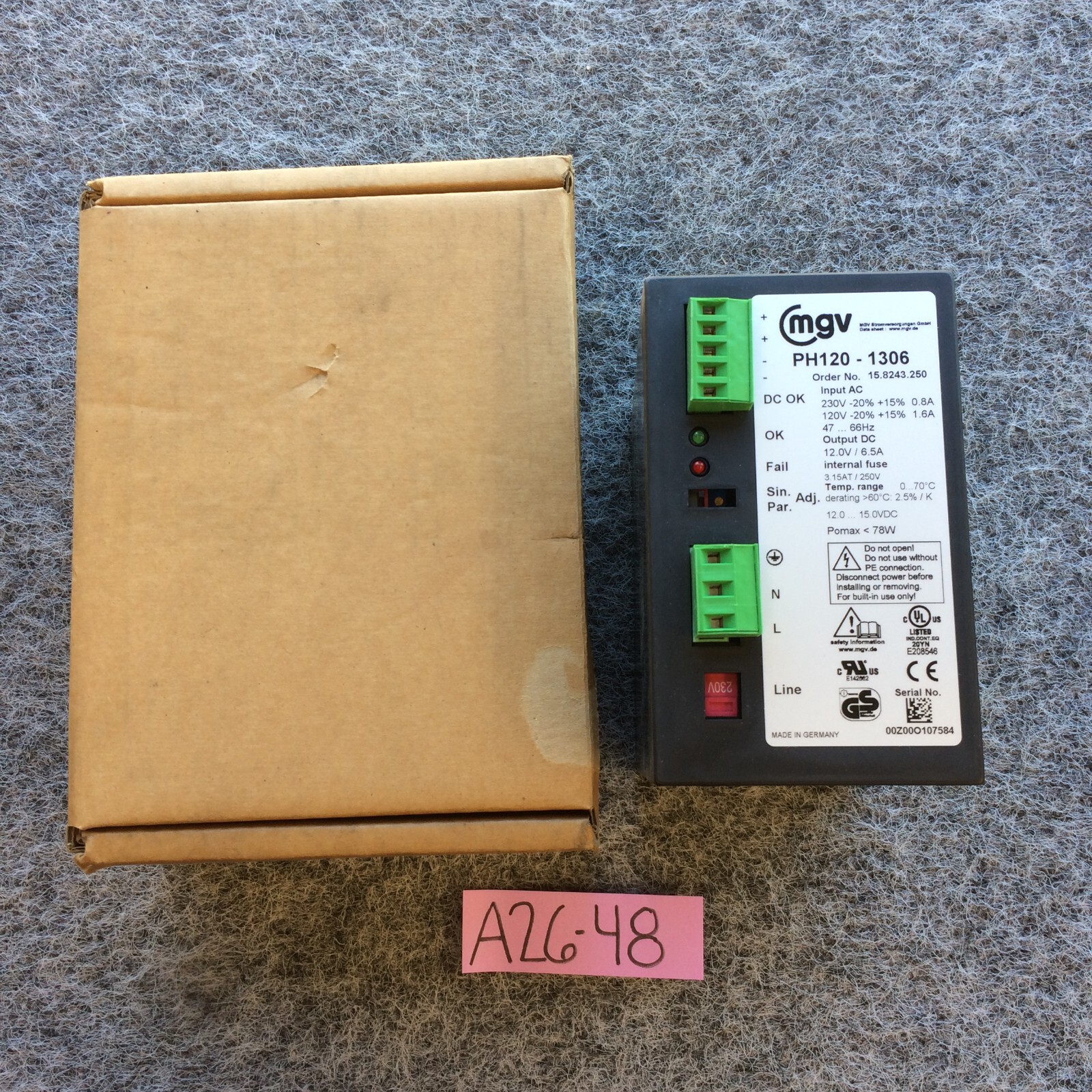 NEW MGV  PH120-1306 Power Supply   15.8243.250 NOS - NEW OLD STOCK