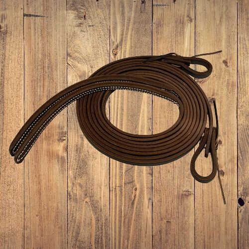 Oiled Harness Leather Split Reins with Weighted Ends-MADE IN THE USA