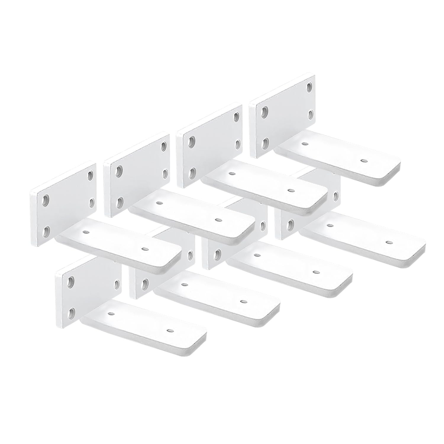 8 PCS White Shelf Brackets 4 Inch Floating Heavy Duty Hidden L Brace Support