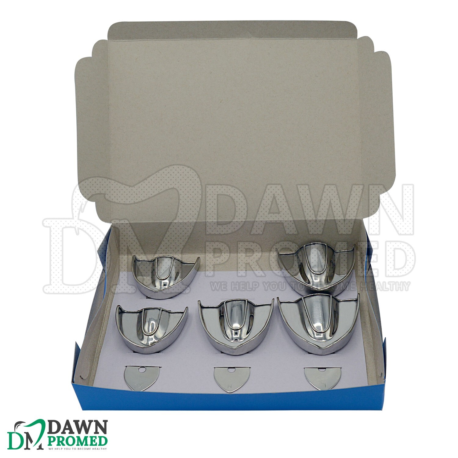 10 Pcs Solid Metal Dental Impression Trays set Upper & Lower Denture Instruments
