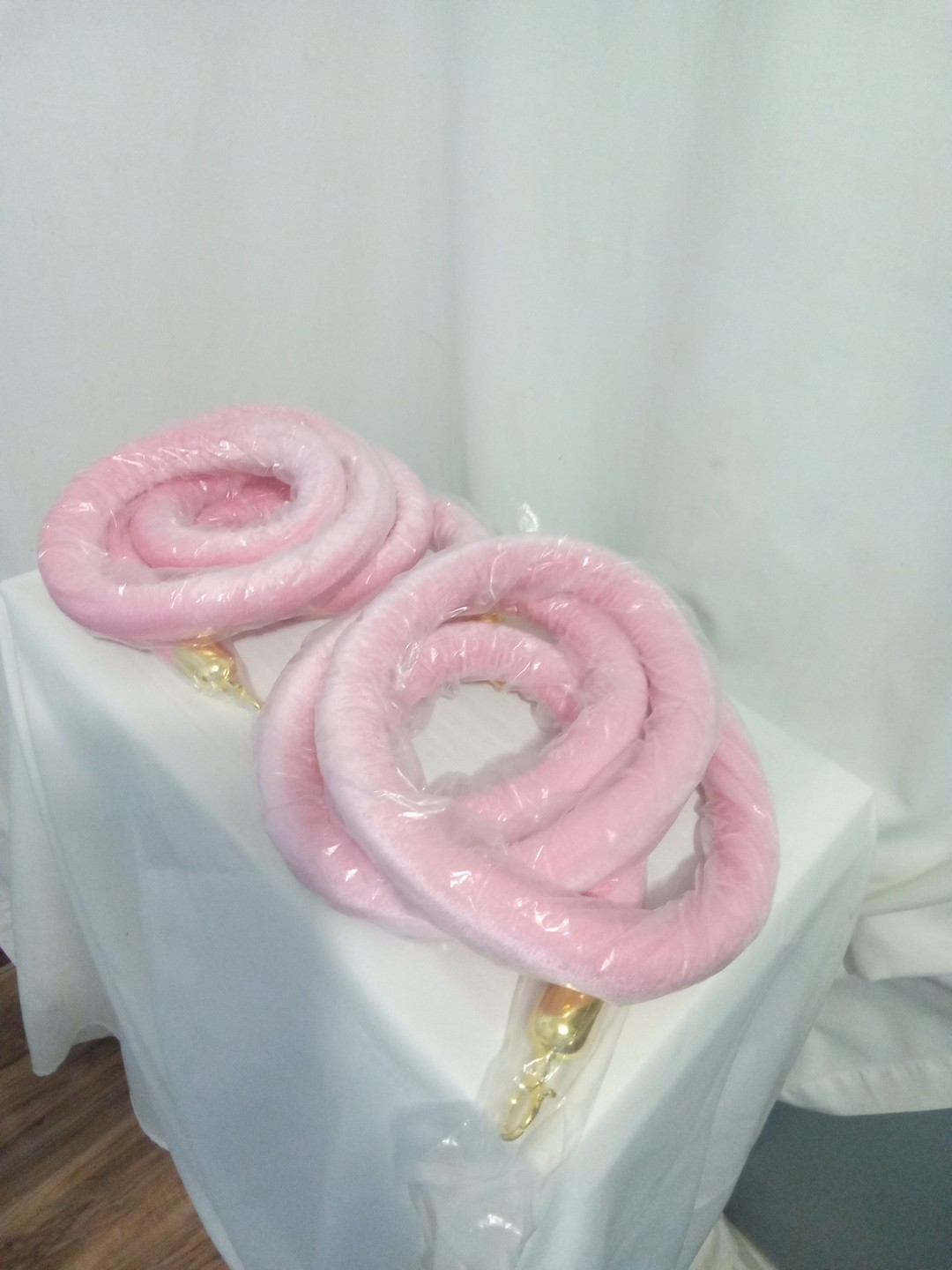 8 Feet Pink Velvet Stanchion Rope 2 Pack Crowd Control Barrier Rope with Snap...