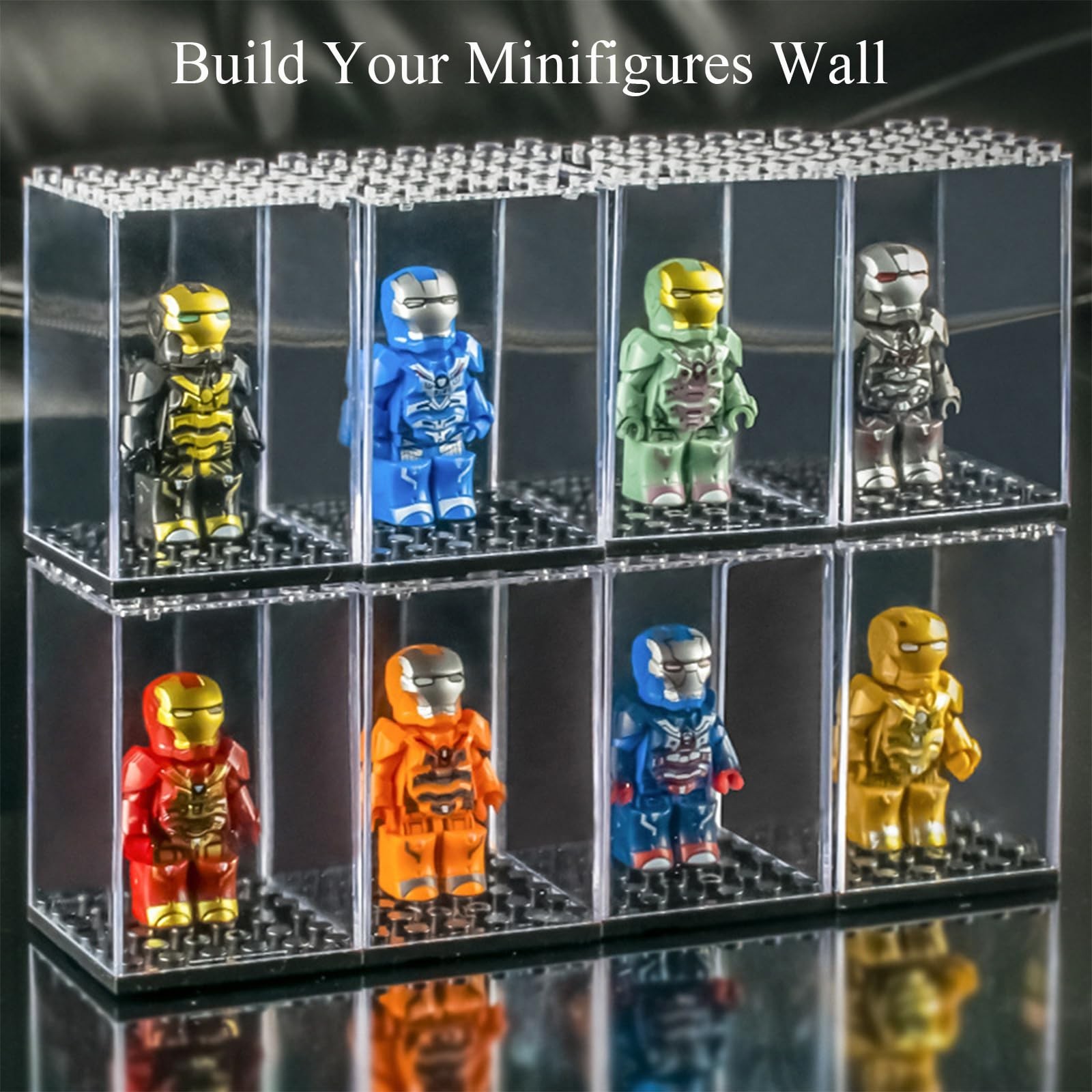 15PCS Minifigure Display Case for Lego Minifigure Clear Acrylic Building Bloc...