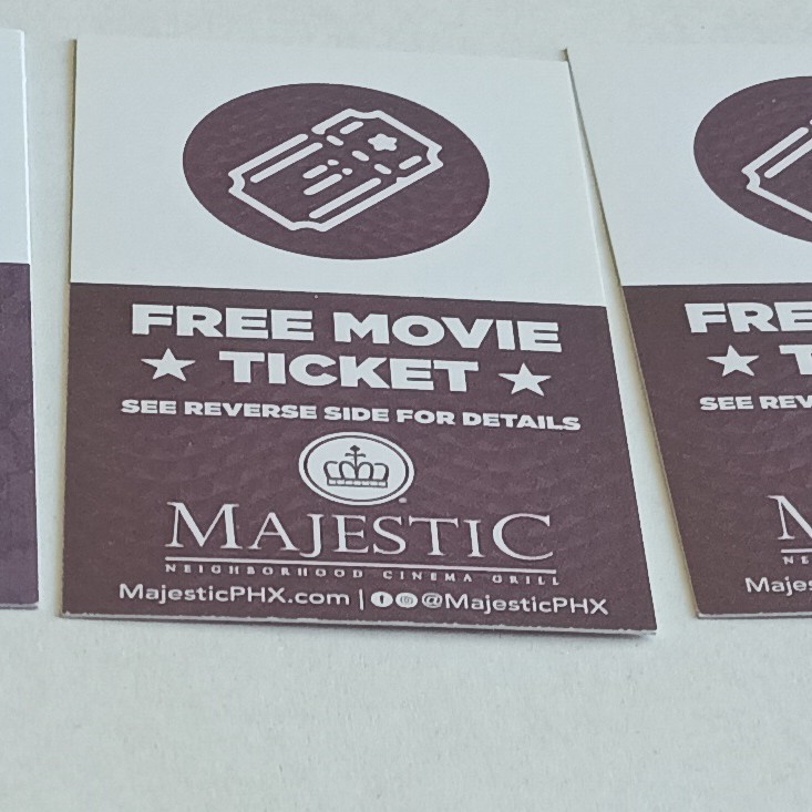 2 Majestic Cinema Grill Movie Tickets & Popcorn Vouchers Tempe Chandler Gilbert