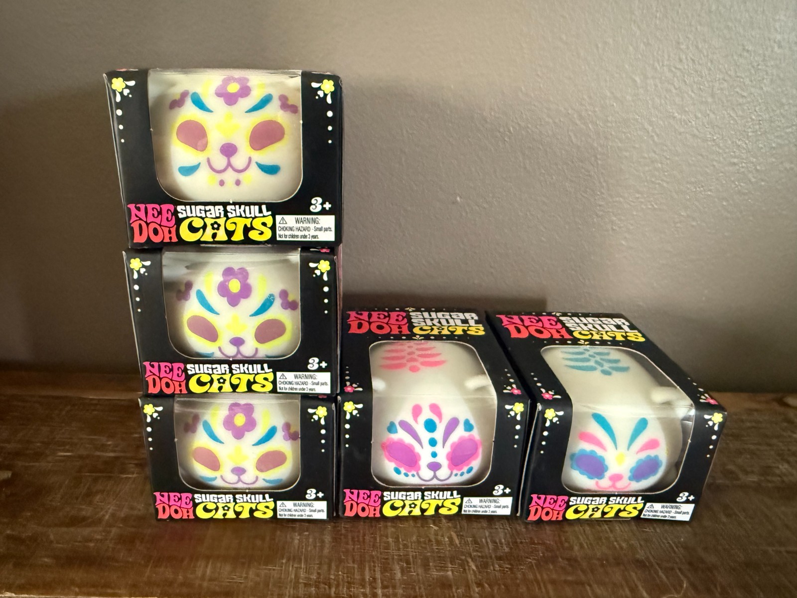 Nee Doh Sugar Skull Cats Glow in the Dark squishy-multiple colors