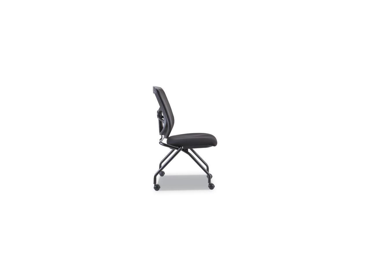 Alera ALEEL4915 Elusion Mesh Nesting Chairs, Black Seat / Black Back, Black Base