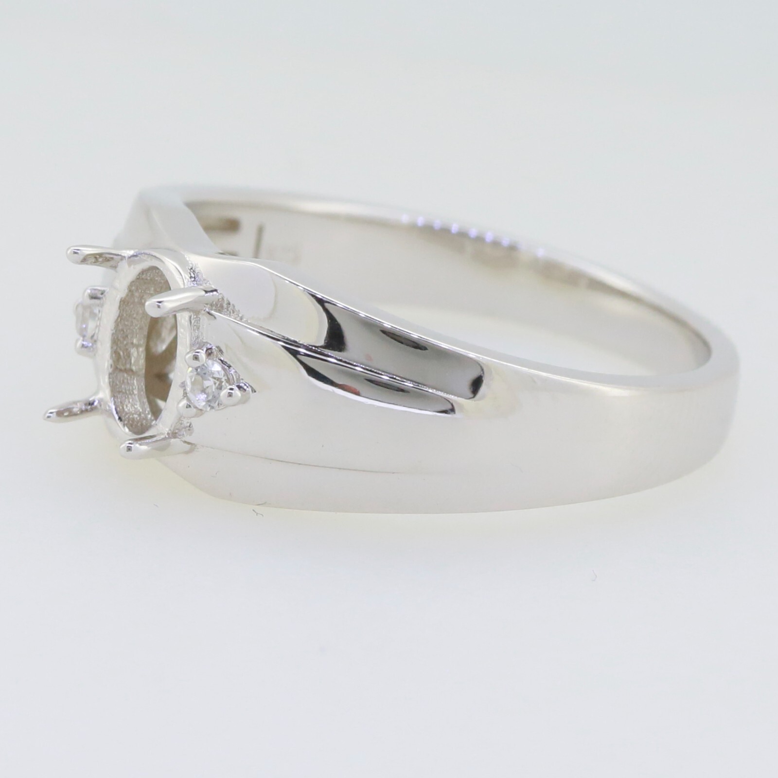 Men's Sterling Silver Semi Mount Ring Setting Oval OV 8x6mm