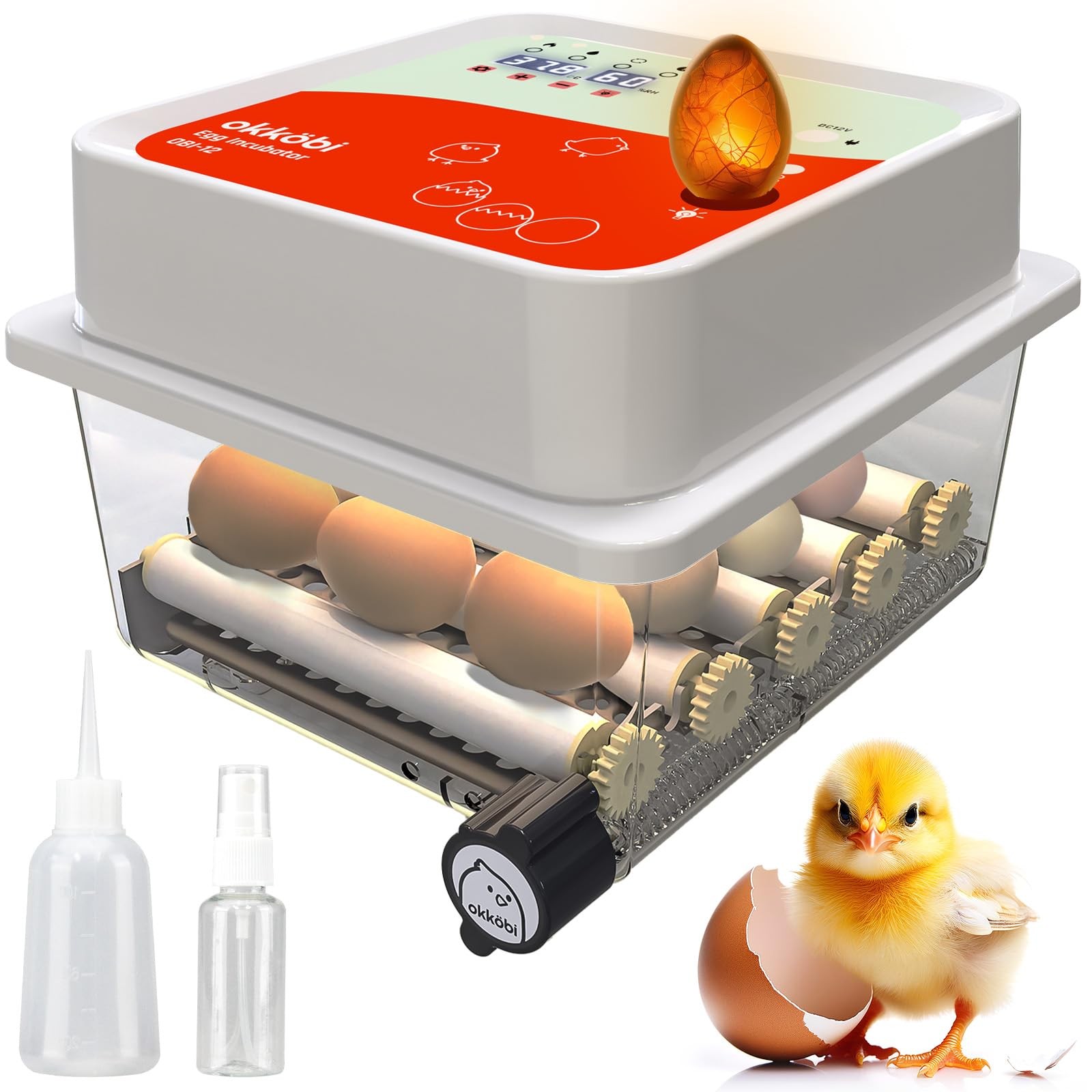 OBI-12 Incubator for Hatching Eggs – 12 Eggs, Easy to Use, Stable Temperature...