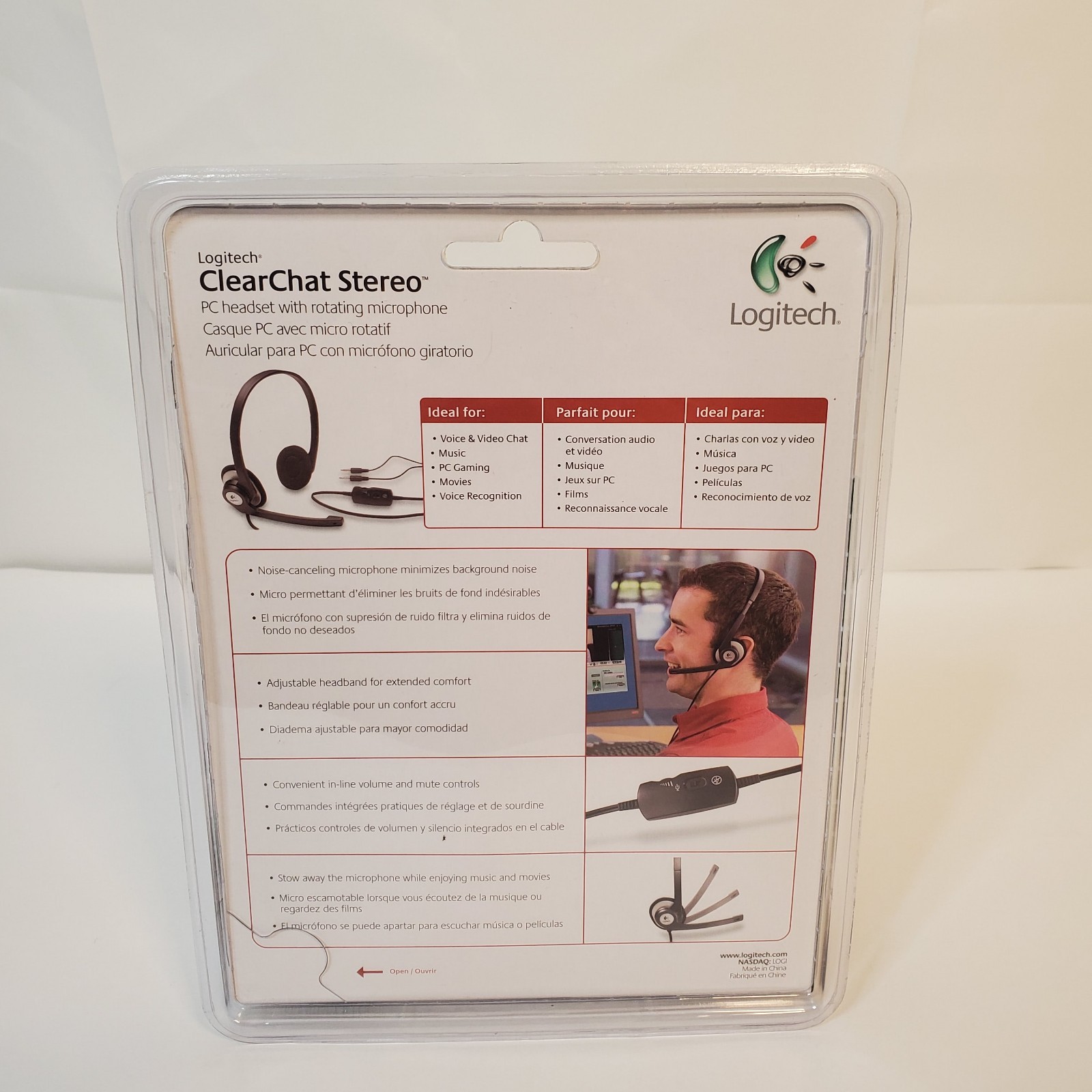 Logitech ClearChat Stereo PC Headset w Rotating Microphone Volume Mute NOS