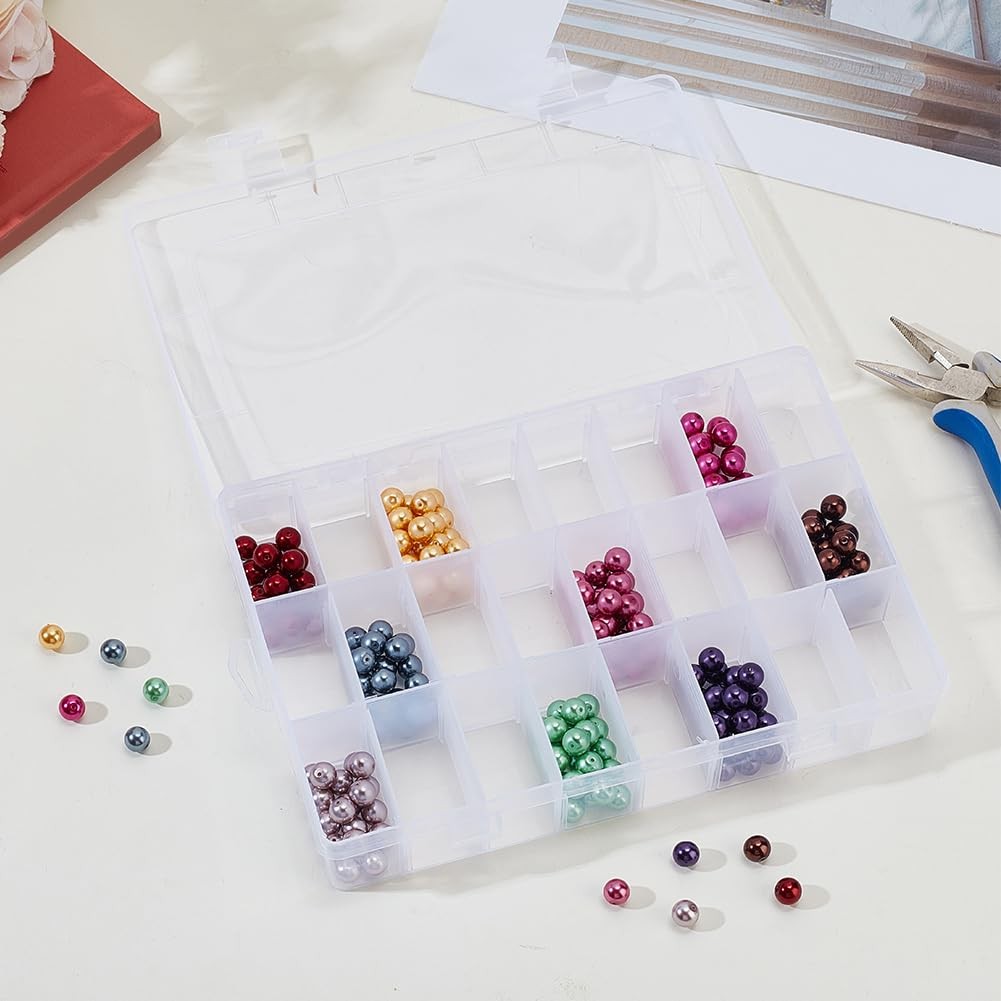 24 Grid Removable Divider Rectangle Bead Organizer Container Box with
