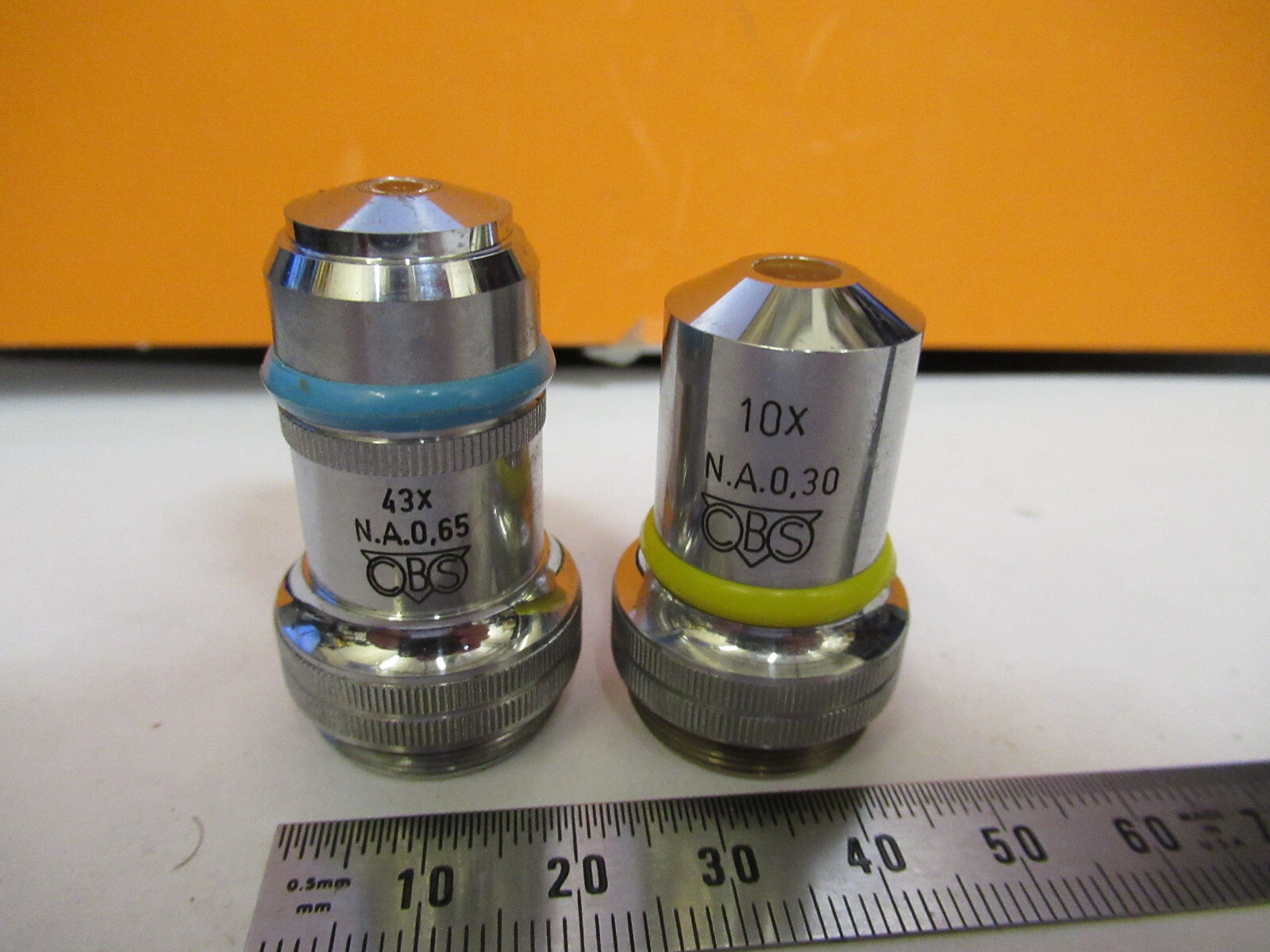 LOT CBS 43X 10X OBJECTIVE  LENS MICROSCOPE PART AS PICTURED Y1-A-68