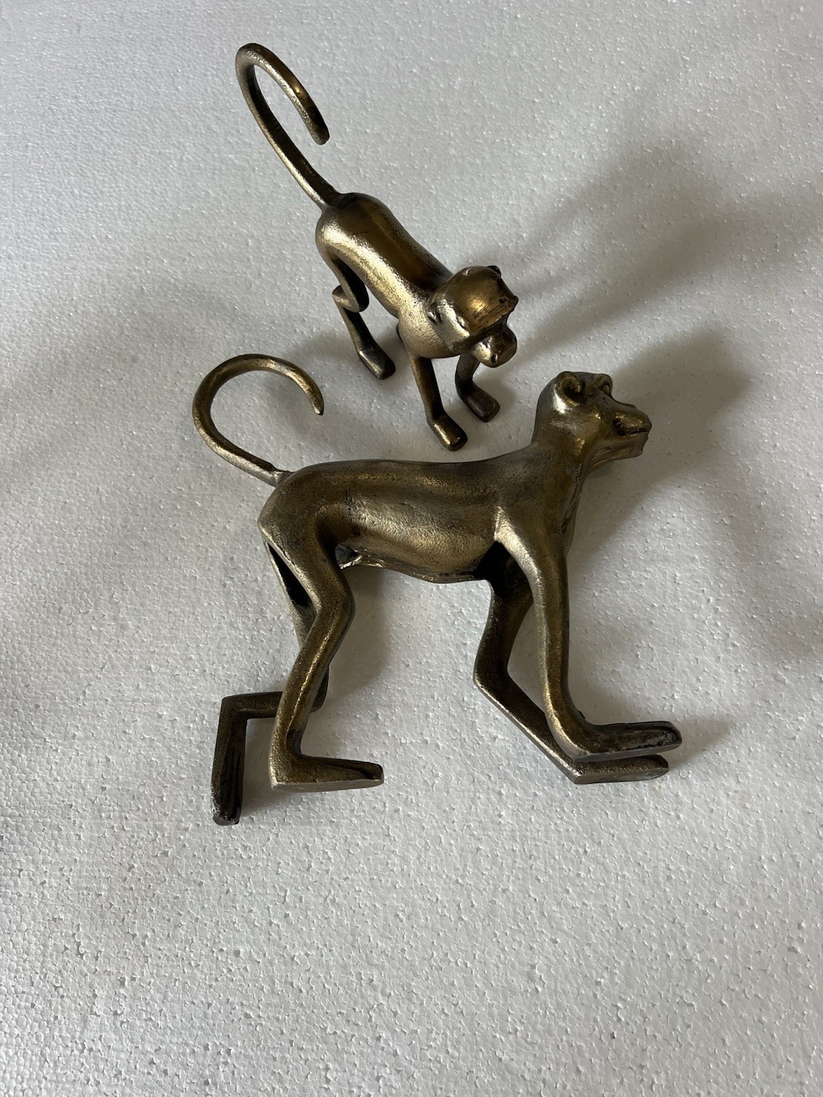 Pair of Bronze Interior Monkey Figurines Hand-Cast, India, Excellent Condition