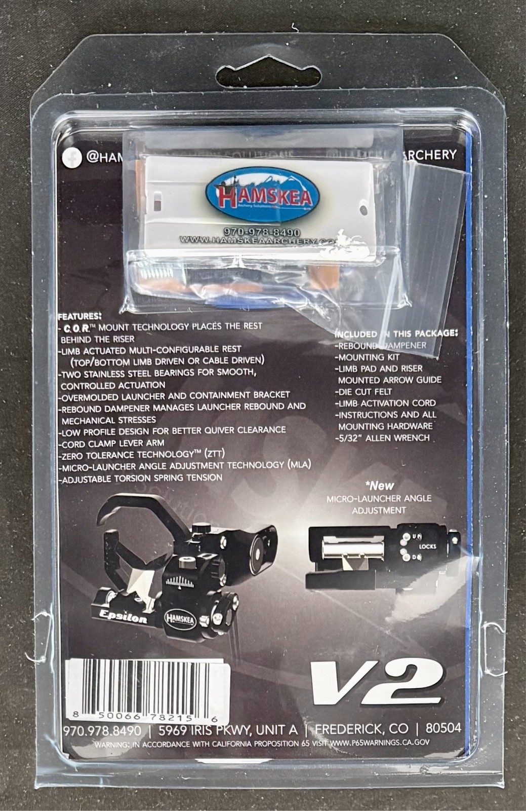 Hamskea V2 Epsilon Arrow Rest Riser Interface Mount Right Hand - Return Item