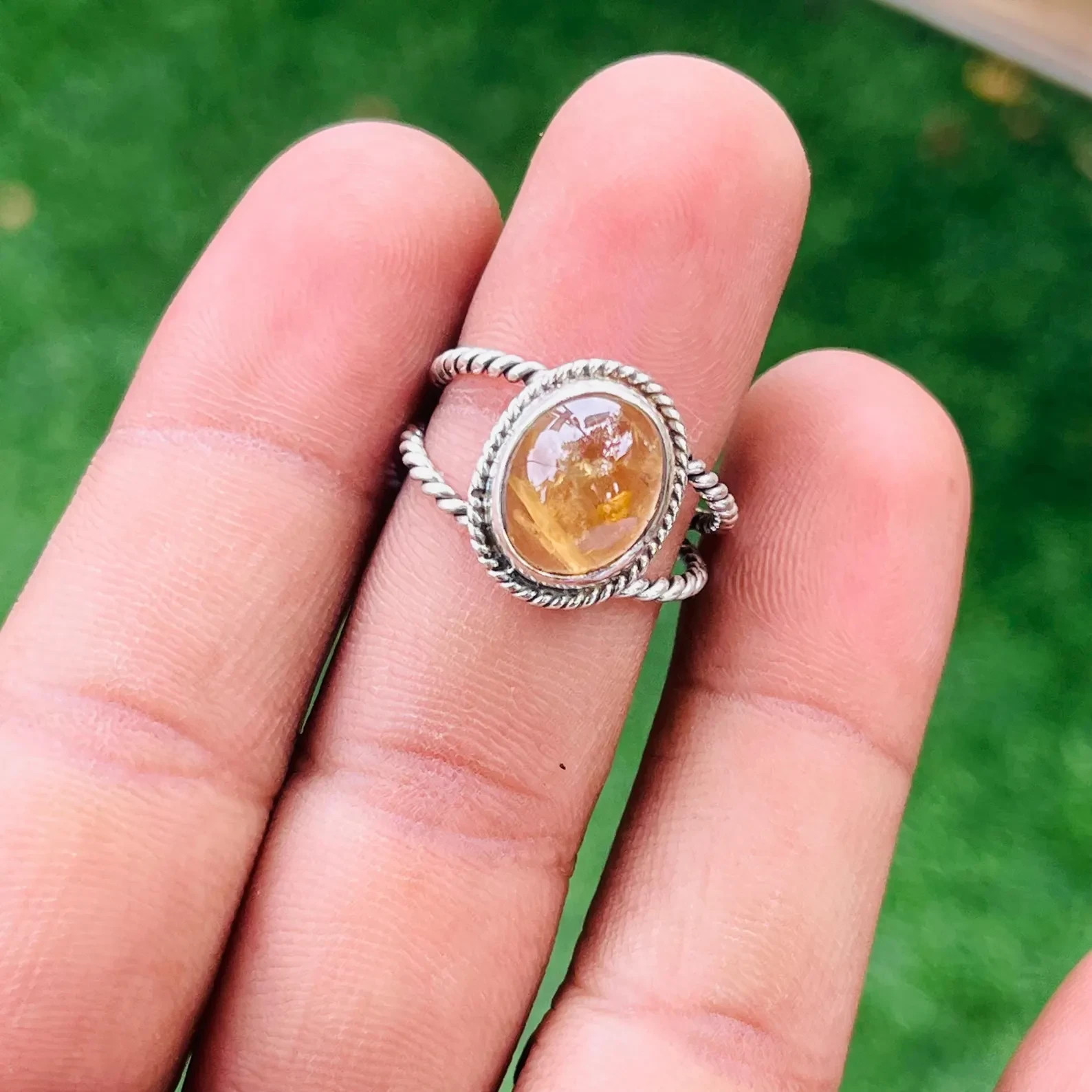 Citrine Ring, 925 Sterling Silver Ring, Oval Ring, Gemstone Ring, Boho All size