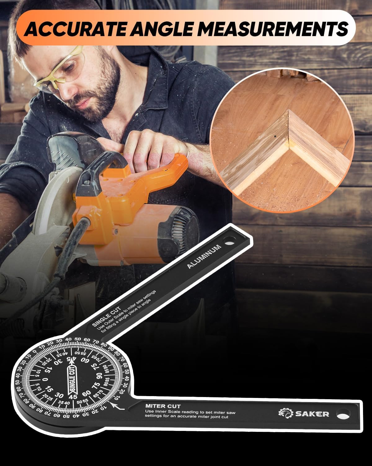 Miter Saw Protractor|7-Inch Aluminum Protractor Angle Finder Featuring Precision