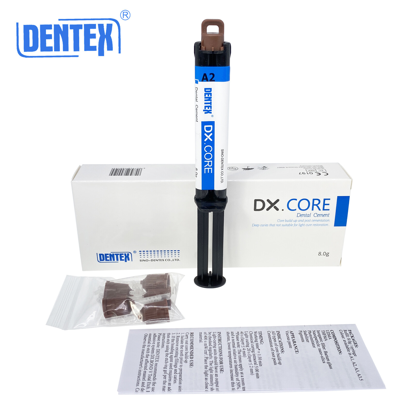 Dental DX.Core Dentex Dual Cure Buildup Composite Resin 8g Shade A2/A3 Syringe