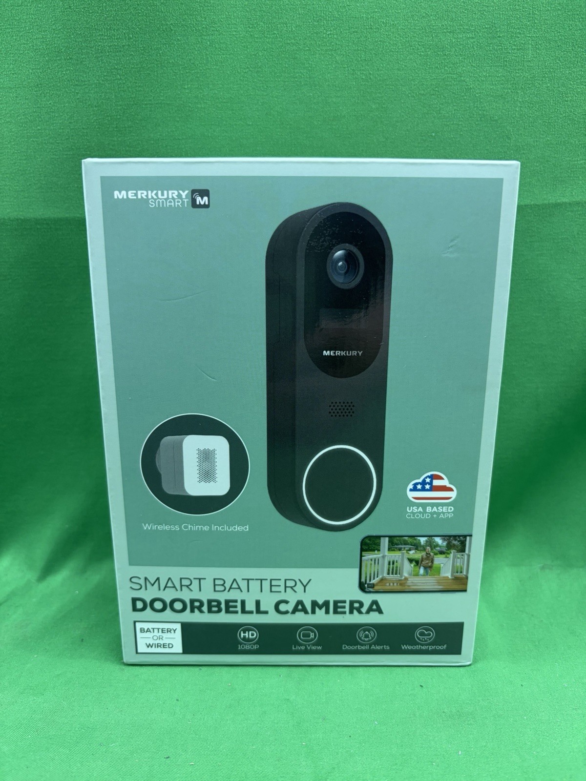 Merkury Smart Battery Doorbell Camera (Black) Battery & Wired New (E4)
