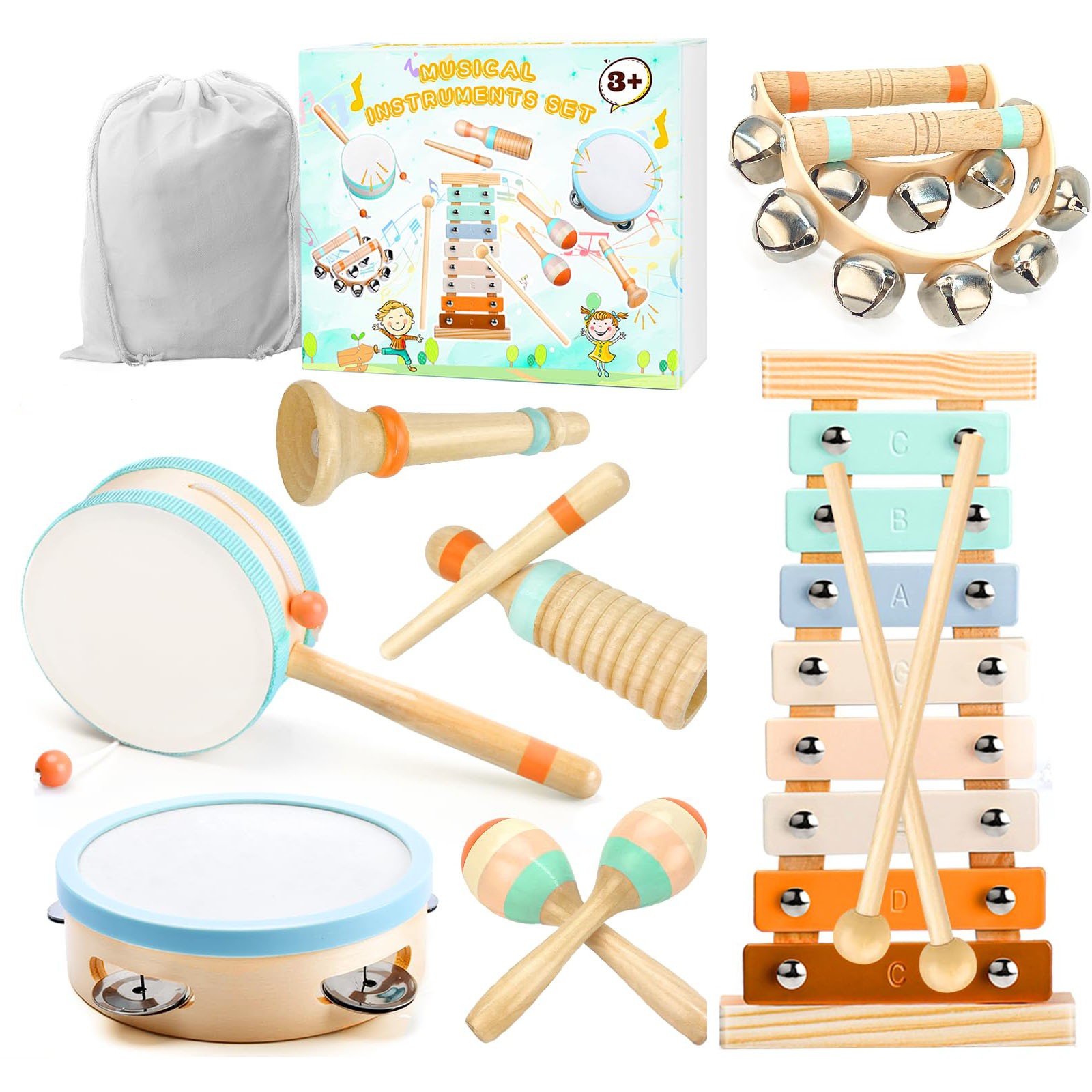 Baby Musical Instruments -Wooden Montessori Toys Musical Toys for Toddlers 1-3