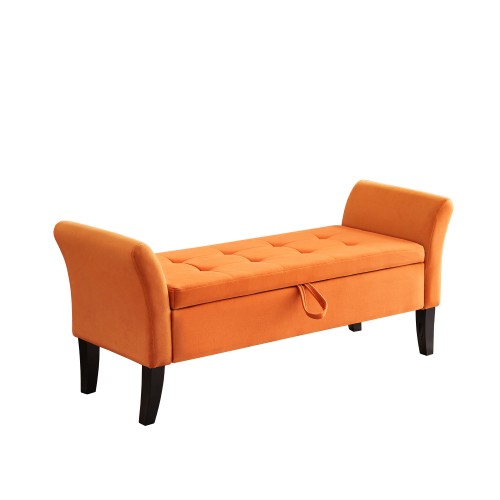 KA 51.5" Bed Bench with Storage Orange Velvet