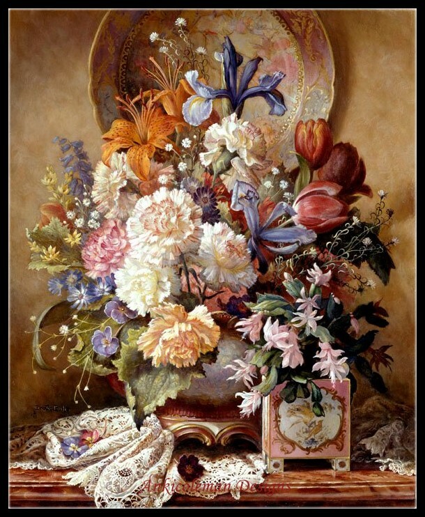 Chart Needlework Crafts - Counted Cross Stitch Pattern - Still Life Flowers 4