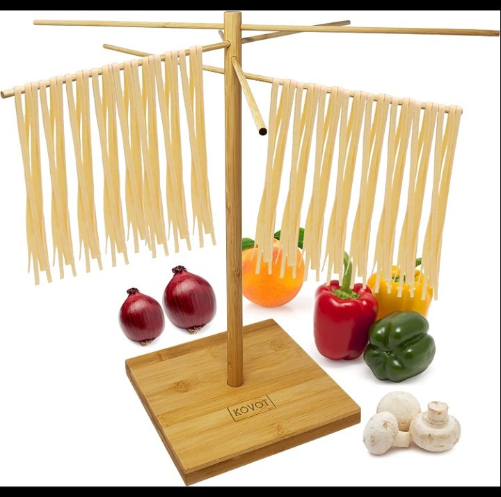Kovot Pasta Noodle Drying Rack Bamboo Wood Jewelry Stand Necklace 17x18 New Box