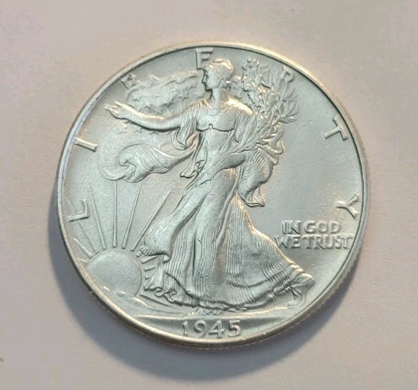 1945 (UNC) Walking Liberty WWII Era Half Dollar