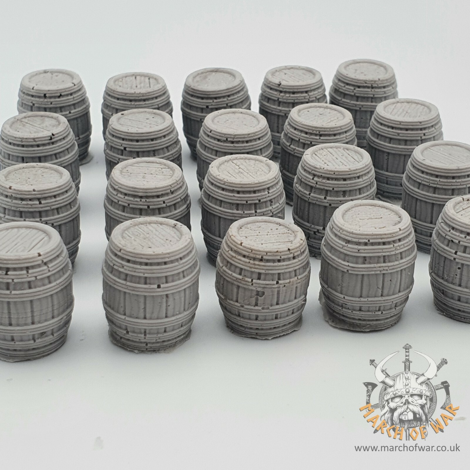 20 Wooden barrels, Resin, warhammer compatible, gloomhaven, tabletop wargaming