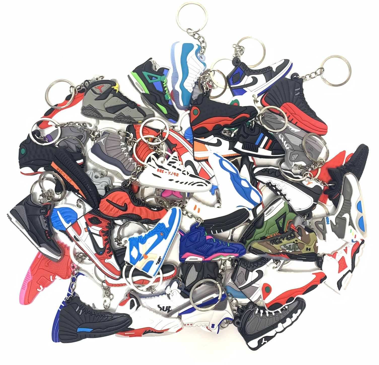 LOT of 10 Pcs 2D Sneakers Keychains Hype Beast Sneaker 2D Variety Of Keychains.