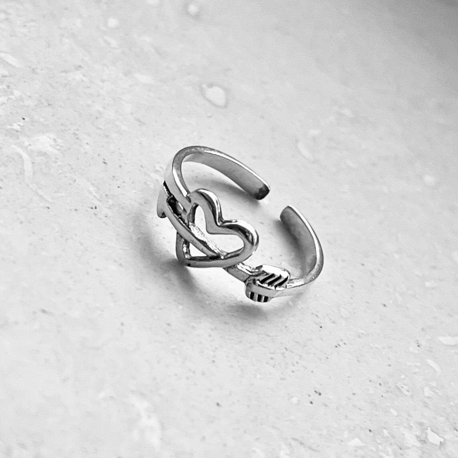 Sterling Silver Heart With Arrow Toe Ring, Silver Rings, Heart Ring