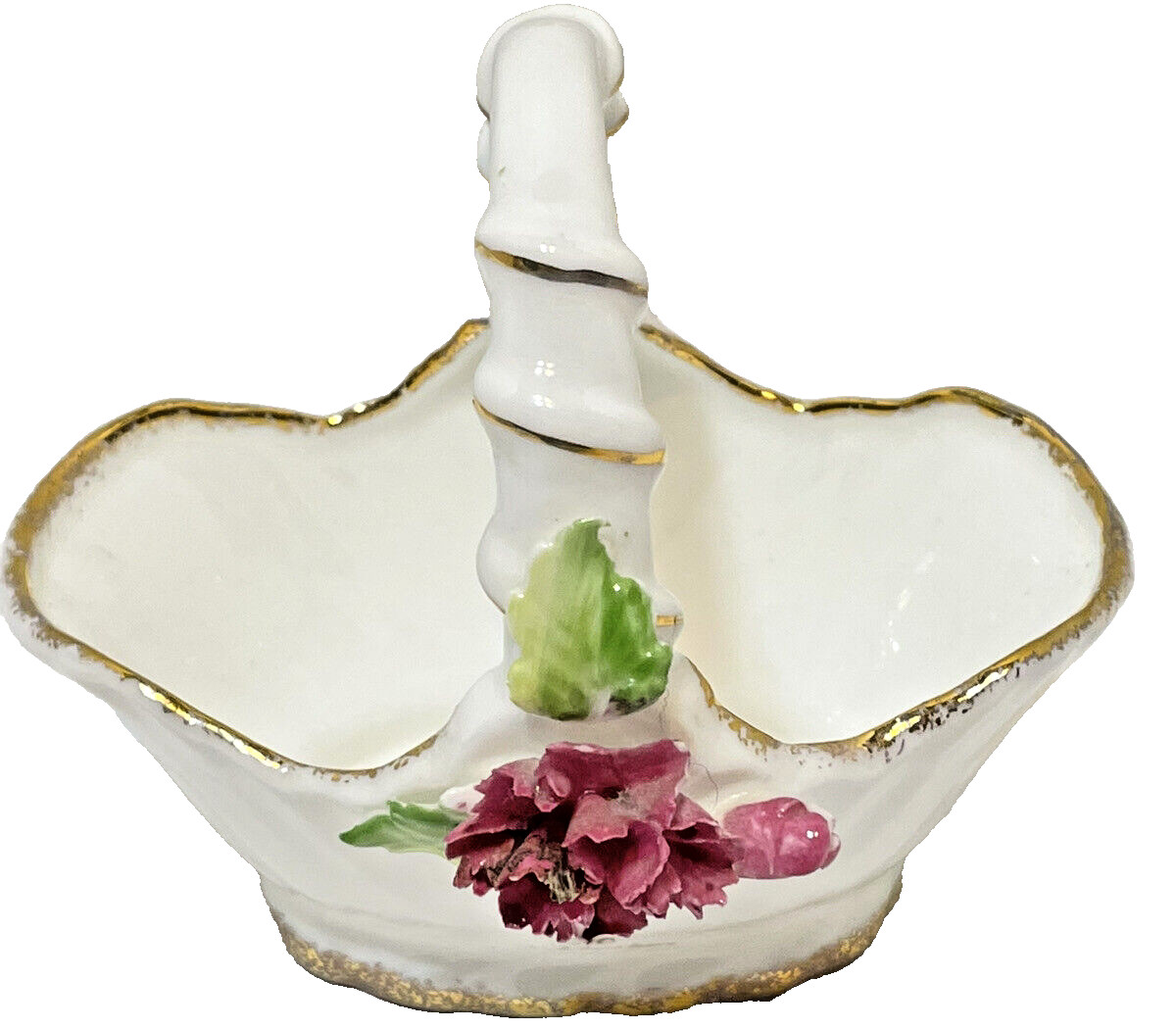 VTG The Leonardo Collection China 3D Flower Basket Inscribed To Mother 4.5 x 4.5