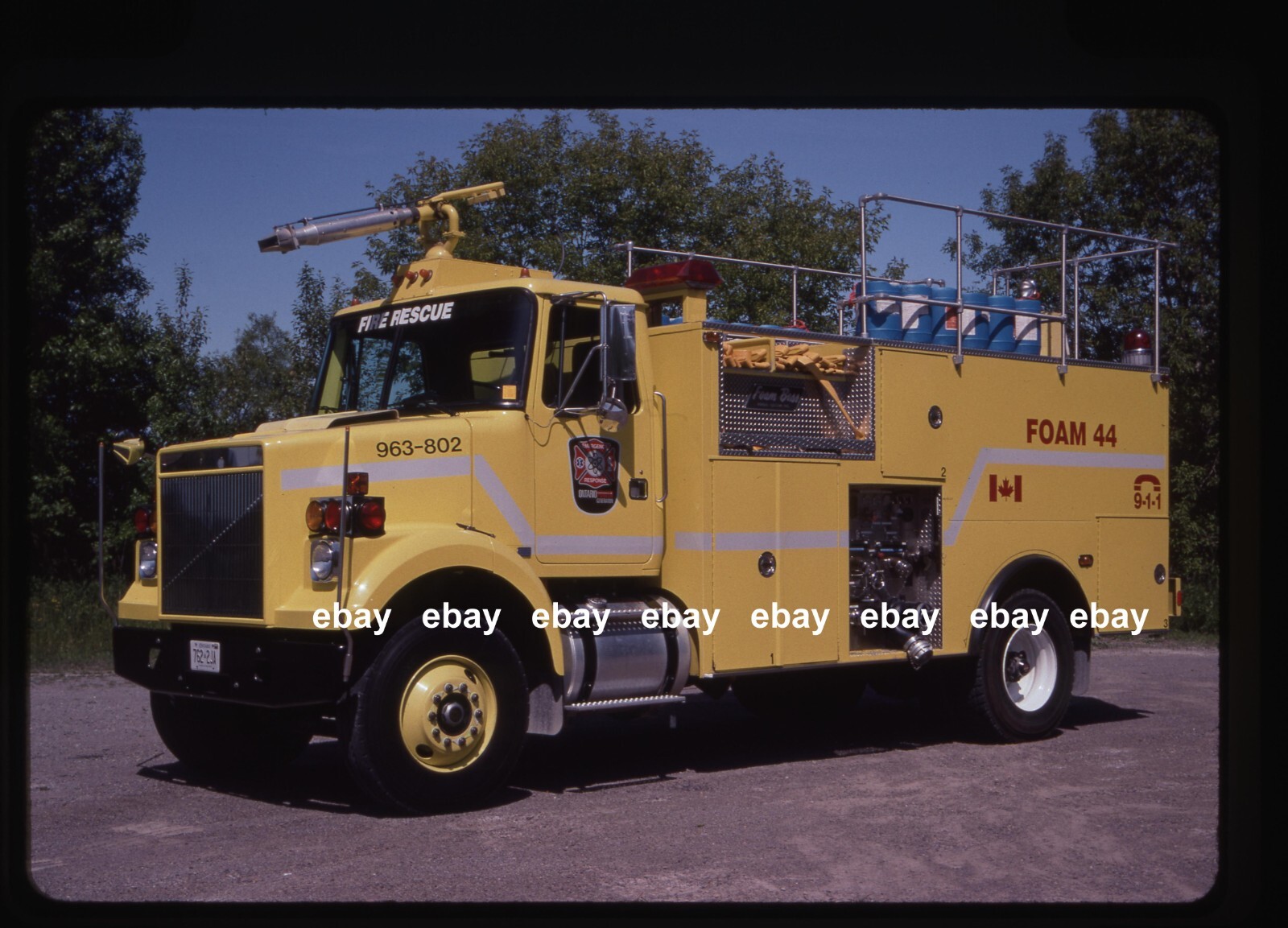 Ontario Power Corp 1996 White Foam Boss pumper Fire Apparatus Slide