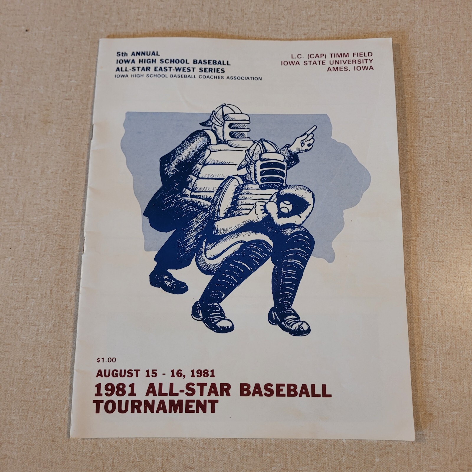 1981 Iowa High School All Star Baseball Series Program 5th Coaches Association