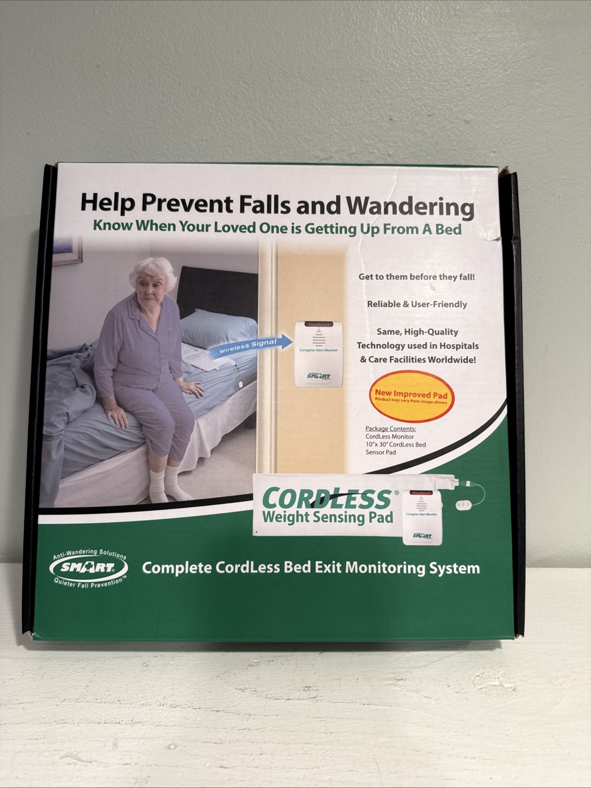 Smart Caregiver Wireless Monitor and Cordless Weight Sensing Bed Pad – 10” x 30”