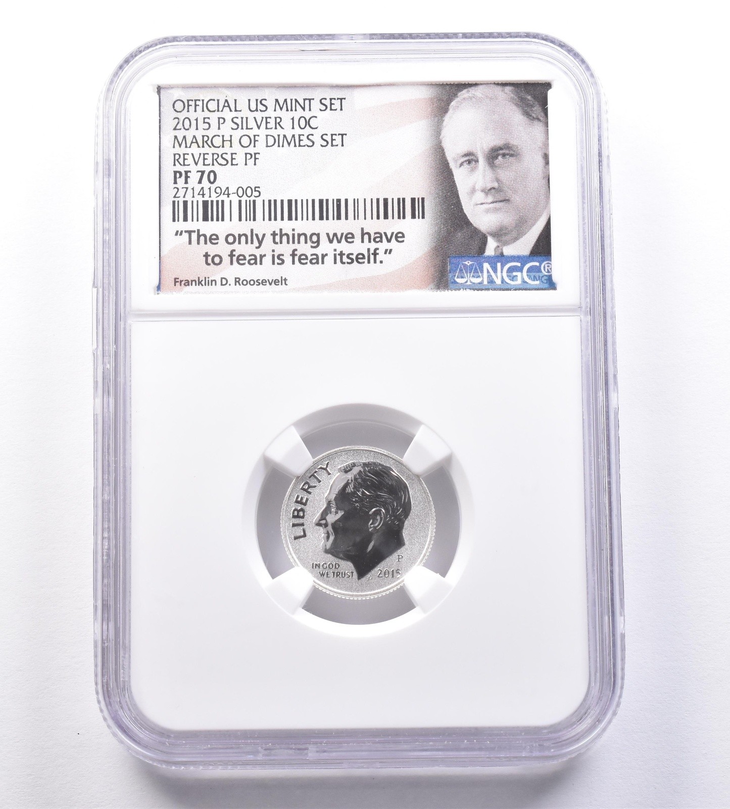 2015-P Roosevelt Dime Silver March Of Dimes Set Reverse PF70 NGC *8867