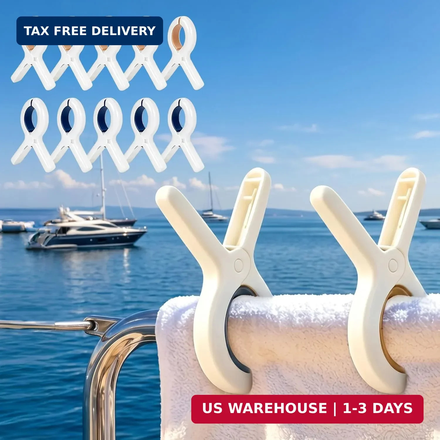 Beach Towel Clips for Beach Chairs | Large Heavy Duty Metal Clothespins | Windpr