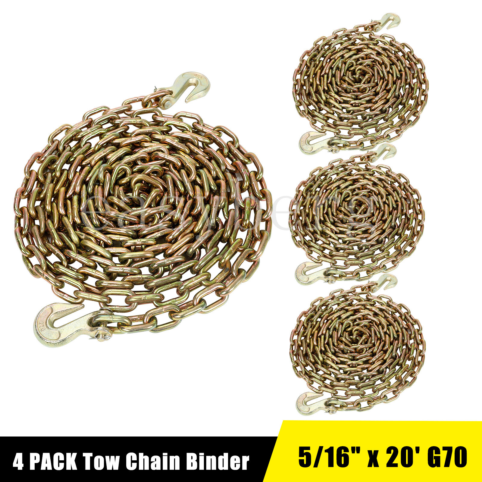 5/16" x 20' G70 Tow Chain Truck Trailer Transport Tie Down Chain Chain Binders