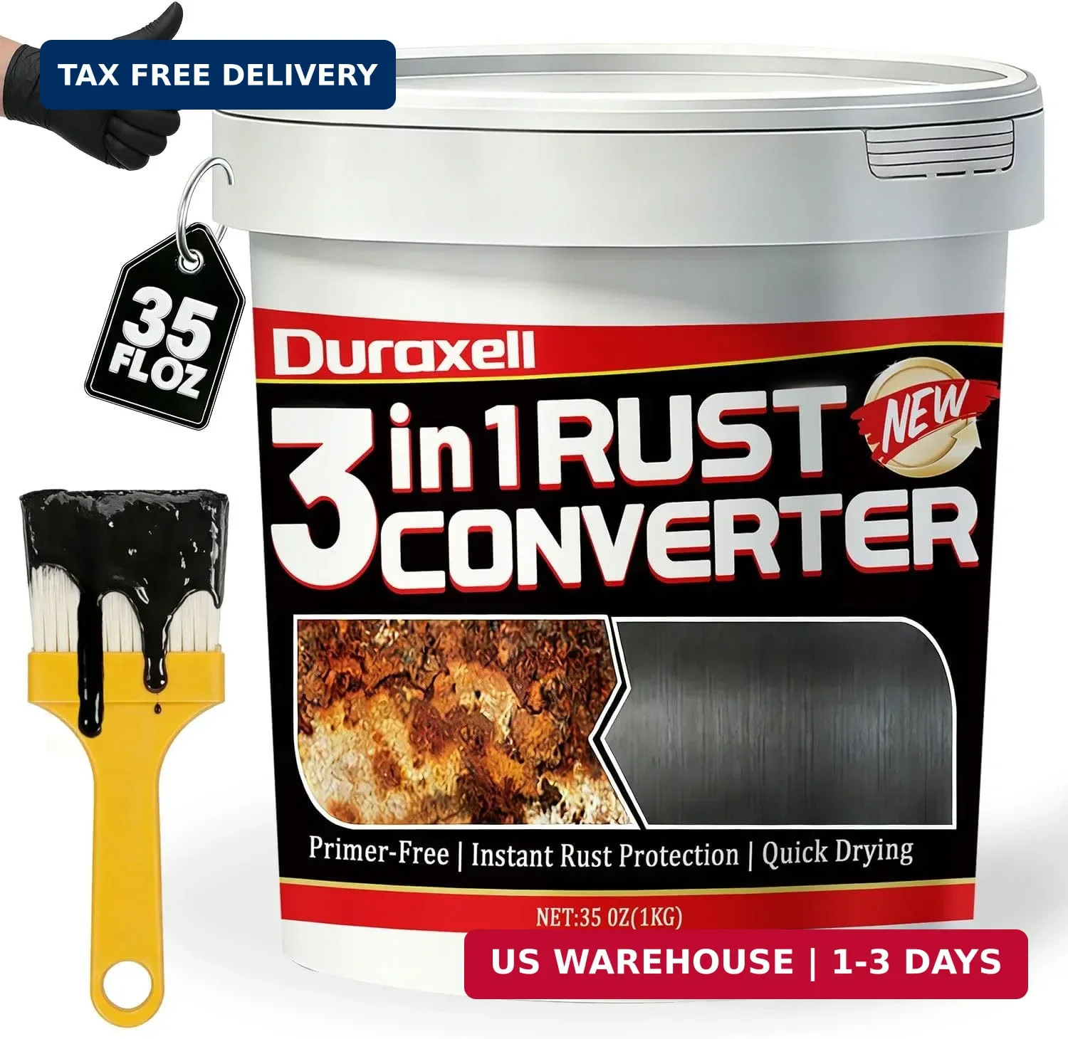Rust Converter Paint for Metal, 3-in-1 Rust Reformer & Metal Primer, Paint Over