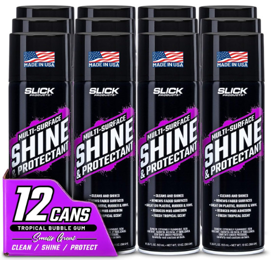 Slick Products 12 Pack Multi-Surface Shine & Protectant High Gloss Clear Spray