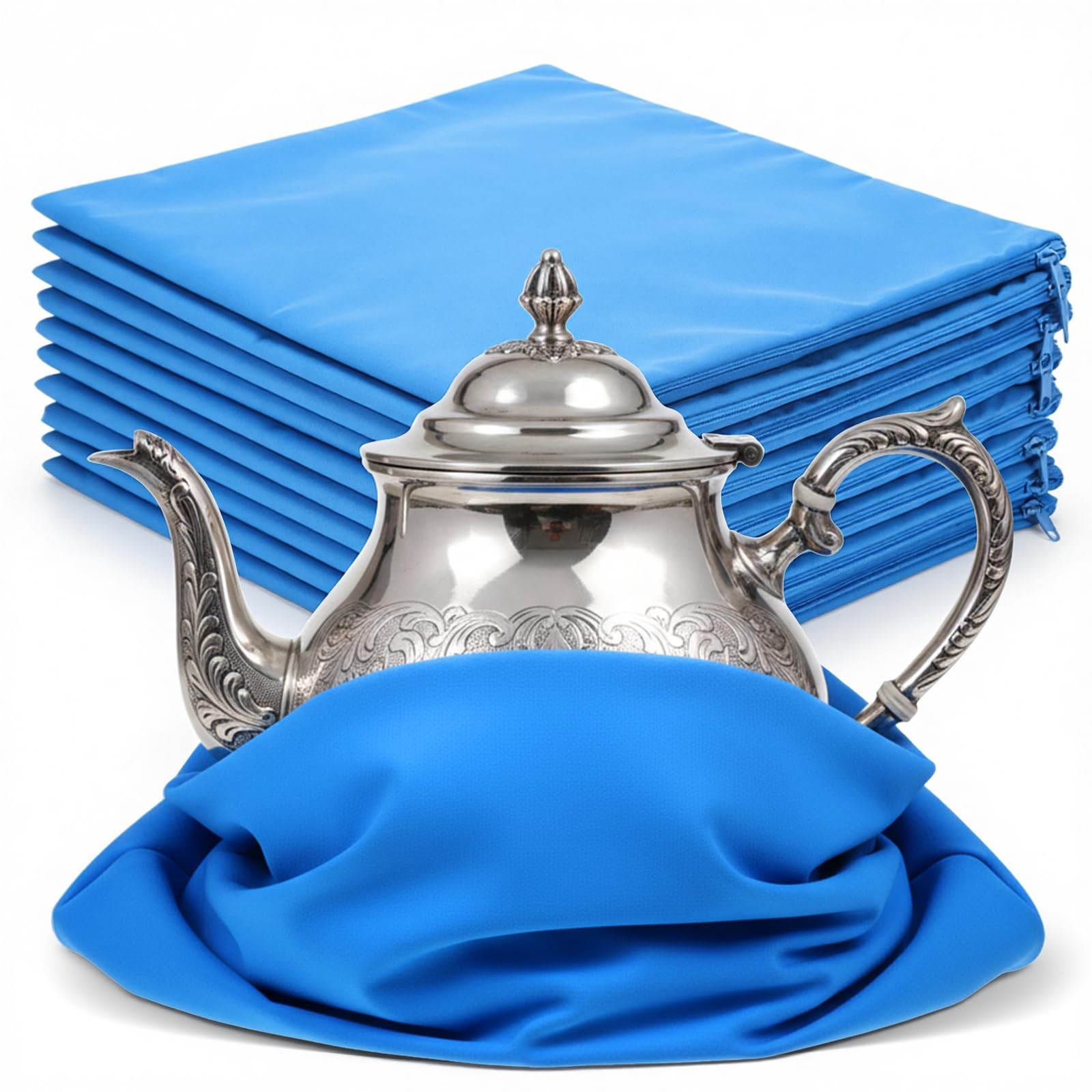 Zippered Silver Storage Bags 18 x 18 Inch/12 x 9 Inch Blue Anti Tarnish