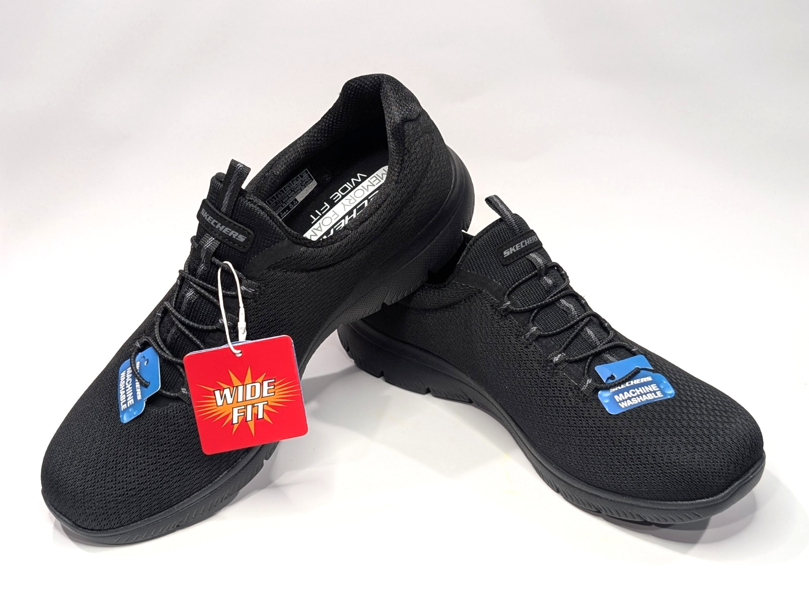 Skechers Summits Summer Blush Black Women's Slip On Sneakers-Asst Sizes NWB WIDE