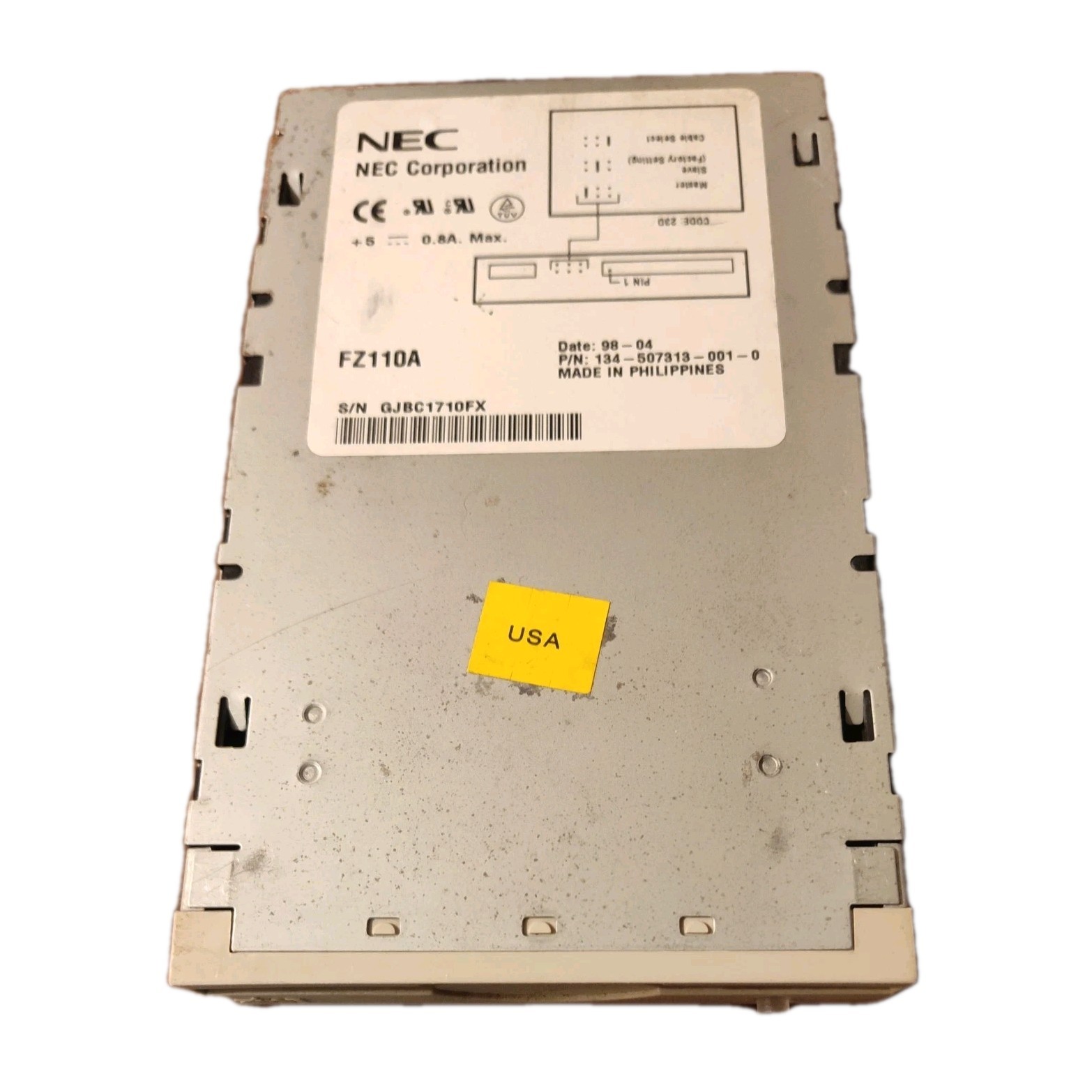 NEC fz110a, p/n 134-507313-001-0, 3.5" IDE Floppy Drive FDD Untested