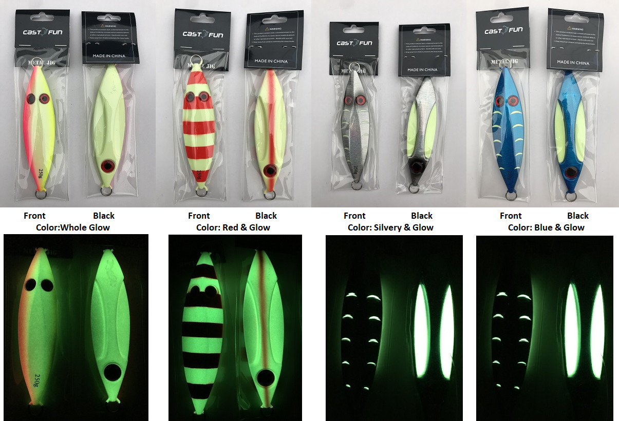 Ocean Fire Slow Jigging 250g / 300g Glow In The Dark Lead Metal Jig Fishing Lure